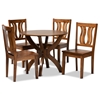 Baxton Studio Karla Modern and Contemporary Transitional Walnut Brown Finished Wood 5-Piece Dining Set